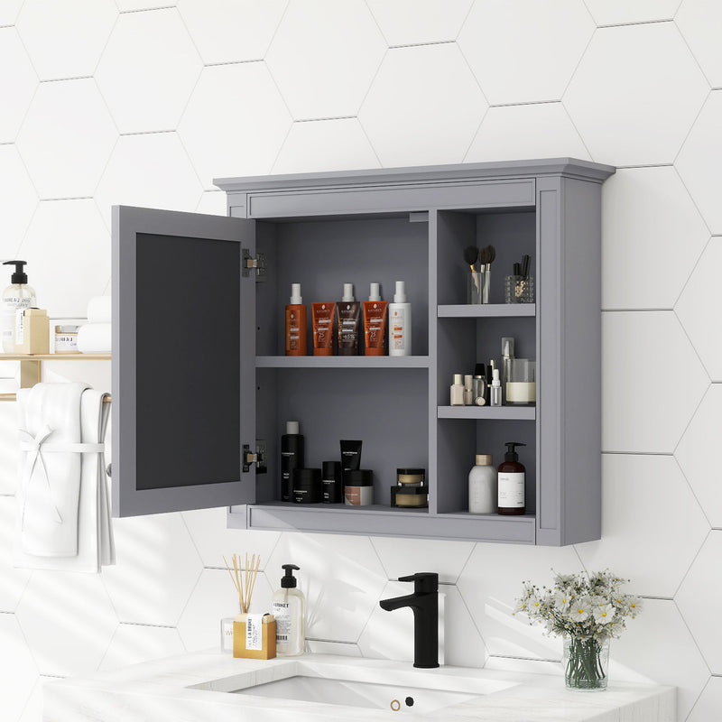 Wall Mounted Medicine Cabinet With Mirror And 3 Open Shelves