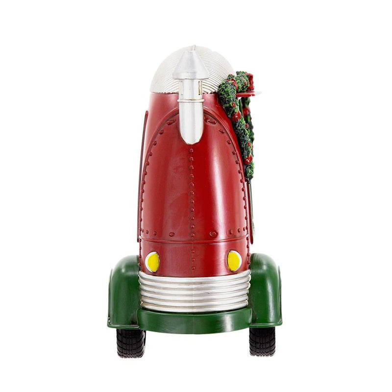 Christmas Plastic / Resin Camper With Mr & Mrs Santa Tea Time LED / Water Spinning / 2 Way Switch, 3*AA Required - Red