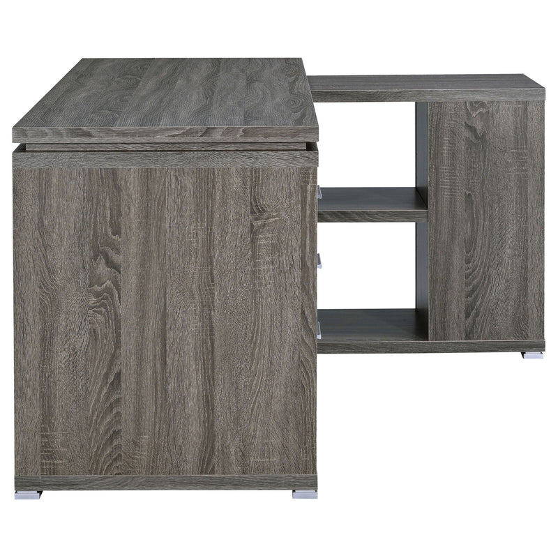 Tona - L-Shape Computer Desk With 3 Drawers And 5 Shelves