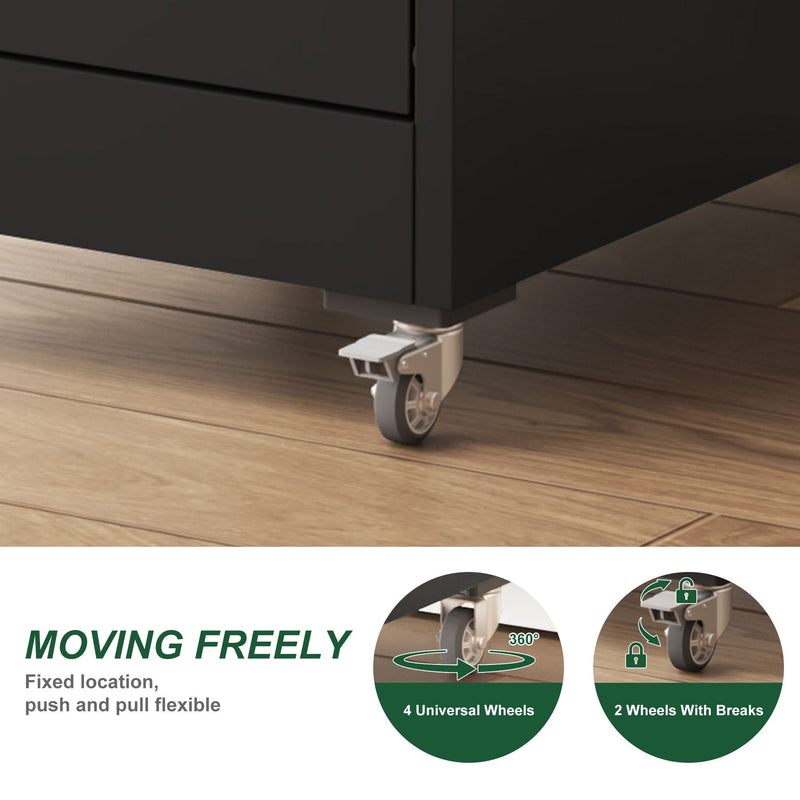 Drawer Metal Locking Vertical File Cabinet With Wheels Heavy Duty Lockable Storage