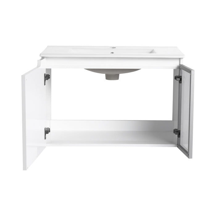 Wall Mounted Bathroom Vanity With Sink, 2 Soft Close Doors, Cabinet & Half Door