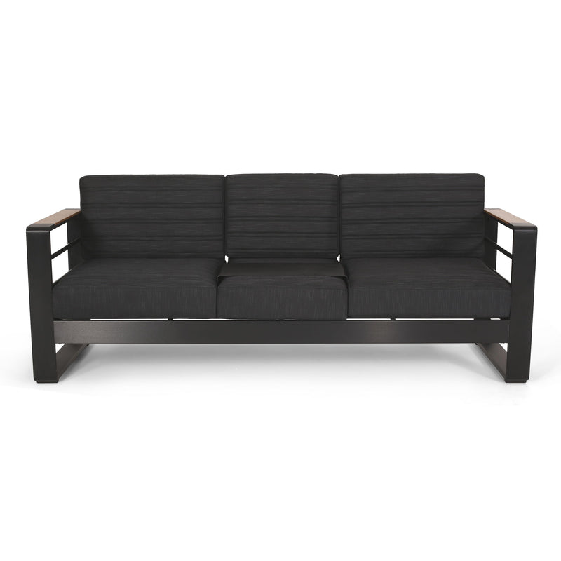 Giovanna - 3 Seater Sofa With Aluminum Frame And Water Repellence Cushions - Black