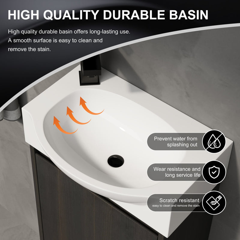 Modern Bathroom Vanity With Ceramic Basin, Wall Mounted Floating Sink Combo, Storage Cabinet