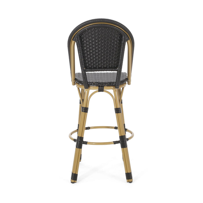 Outdoor Rattan And Aluminum French Barstools (Set of 2)