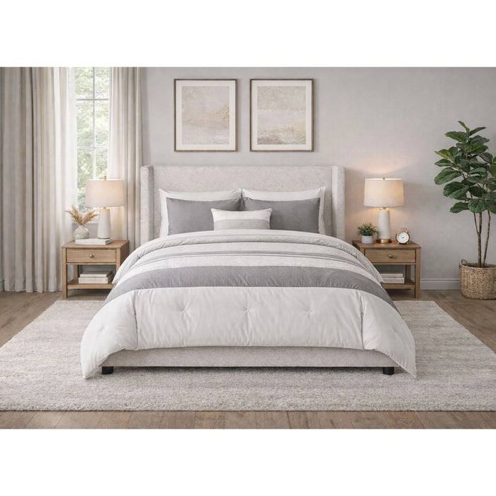 Angeline Complete Non-Storage Bed in Grey Fabric