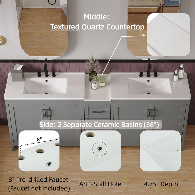 Double Sink Bathroom Vanity With Quartz Countertop