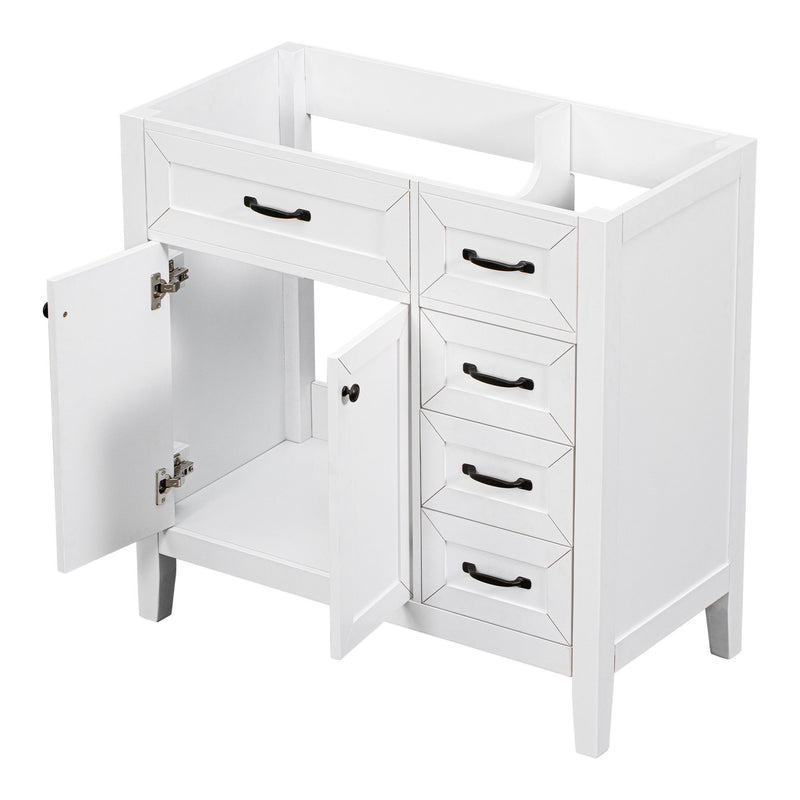 Modern Bathroom Vanity Base Only, 2 Doors And 3 Drawers