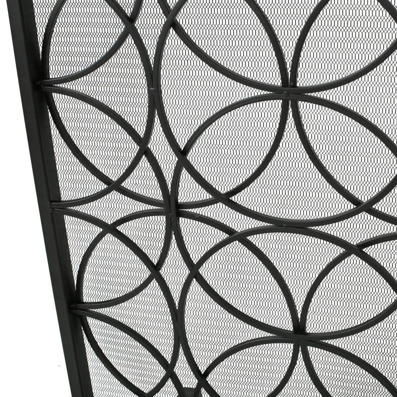 Thayer - Single Panel Iron Fireplace Screen With Geometric Design