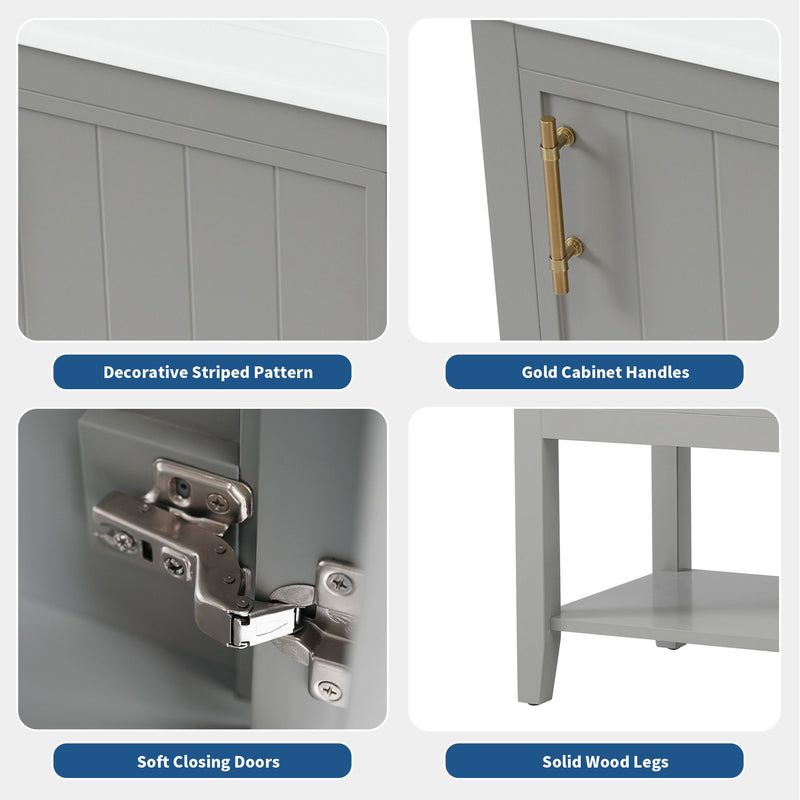 Modern Bathroom Vanity With Sink, Soft-Closing Door And Open Shelf