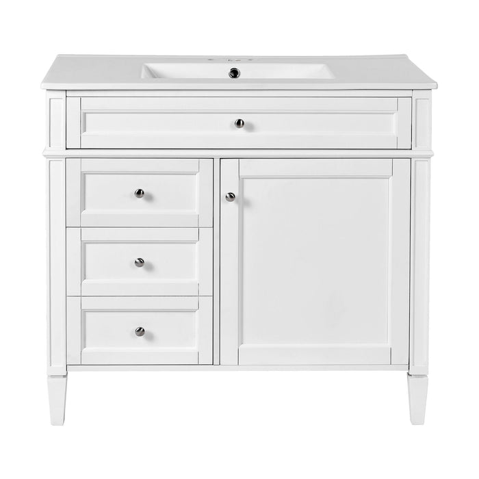 Bathroom Vanity With Mirror Cabinet, Single Sink With 2 Soft Closing Doors And 4 Drawers