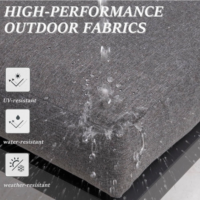 Patio All-Weather Ottomans With Thick Cushions (Set of 2)
