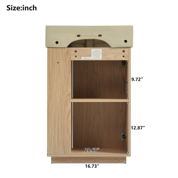 Bathroom Vanity With Sink, Freestanding Wood Grain Cabinet With Storage
