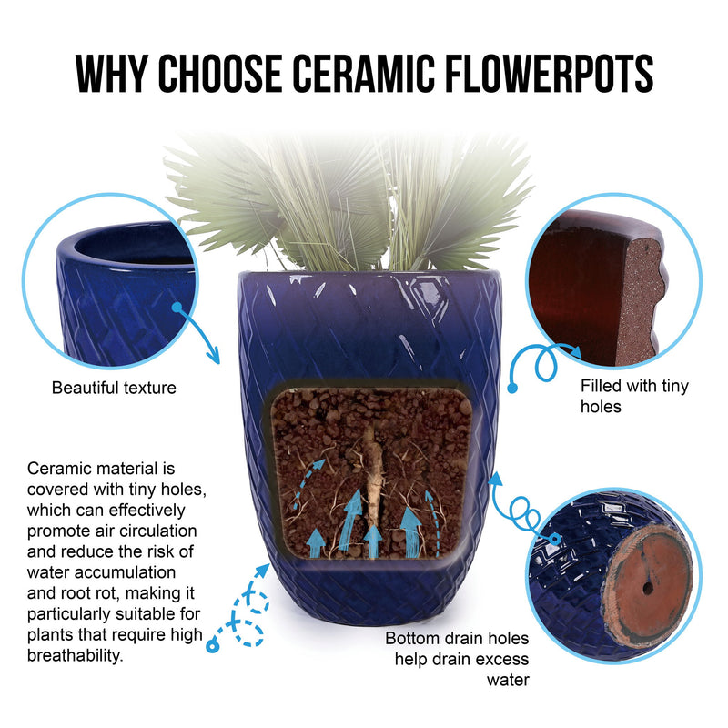 Ceramic Flowerpot, Planter For Patio, Garden, Windowsill