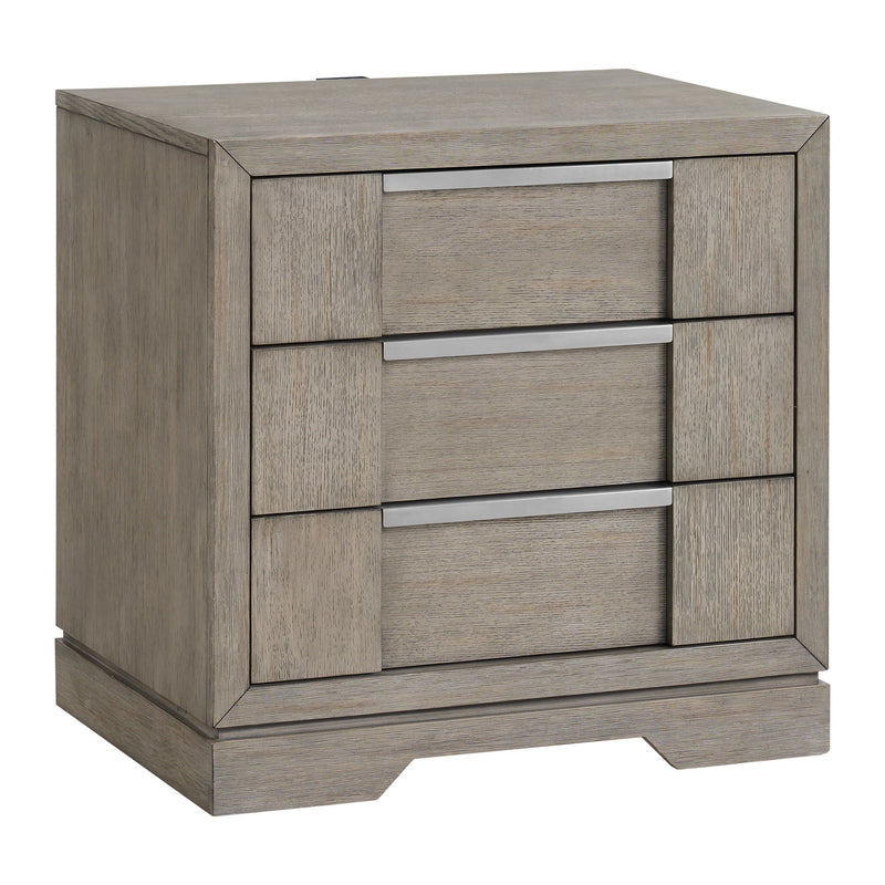 Kelis - 3 Drawer Nightstand With USB - Gray