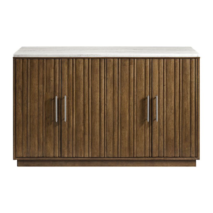 Carmela - Server With White Marble, Power And USBC - Brown