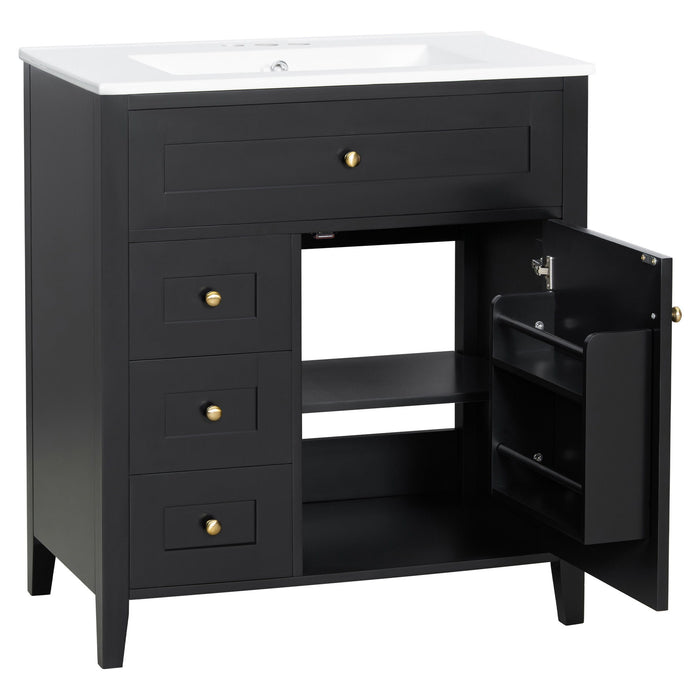 Bathroom Vanity With Sink, 3 Drawers And Adjustable Shelf, Freestanding Storage Unit