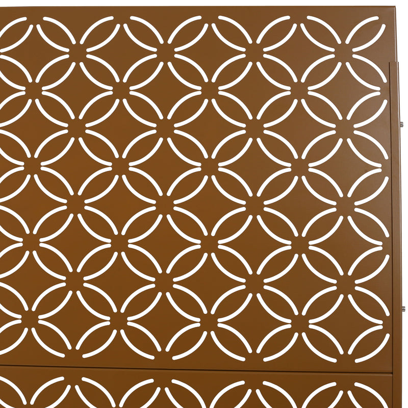 Freestanding Decorative Privacy Screen For Deck Balcony Patio, Metal Privacy - Brown