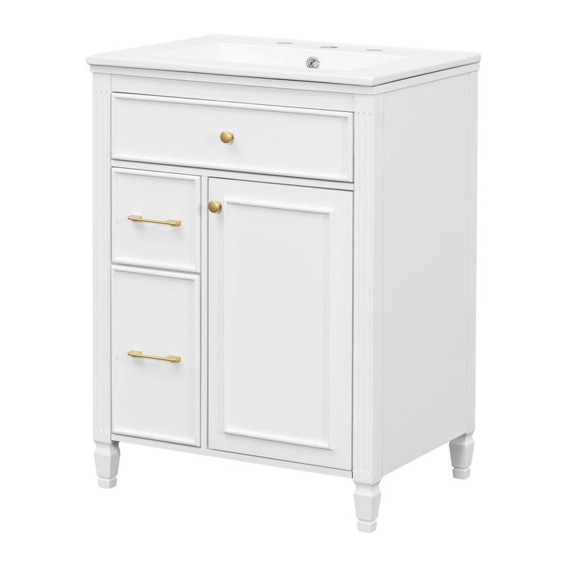 Freestanding Bathroom Vanity With Sink, Soft Close Door, Tip Out Drawer