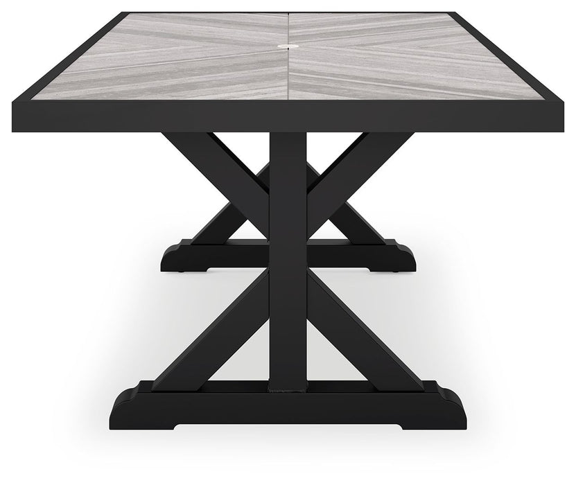 Beachcroft - Rectangular Dining Table With Umbrella Option - Black / Light Gray