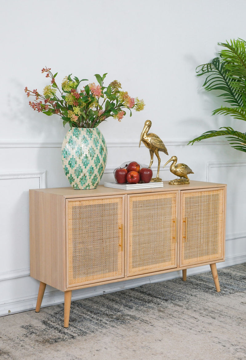 Wooden Accent TV Cabinet With 3 Doors - Brown
