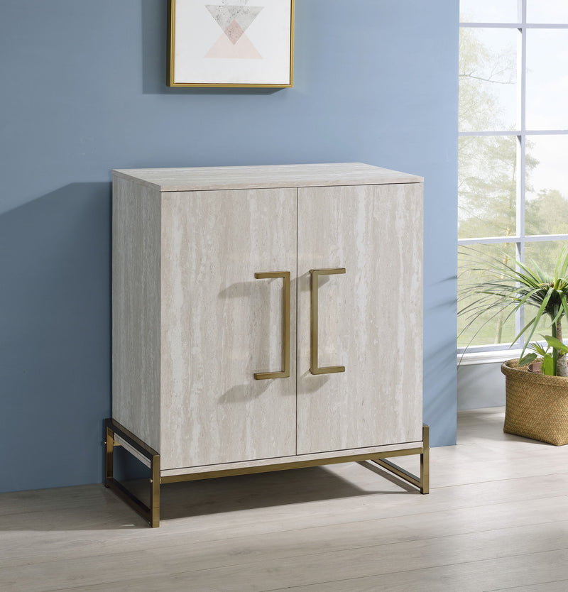 Larkin - Faux Marble Wine Cabinet - Light Gray