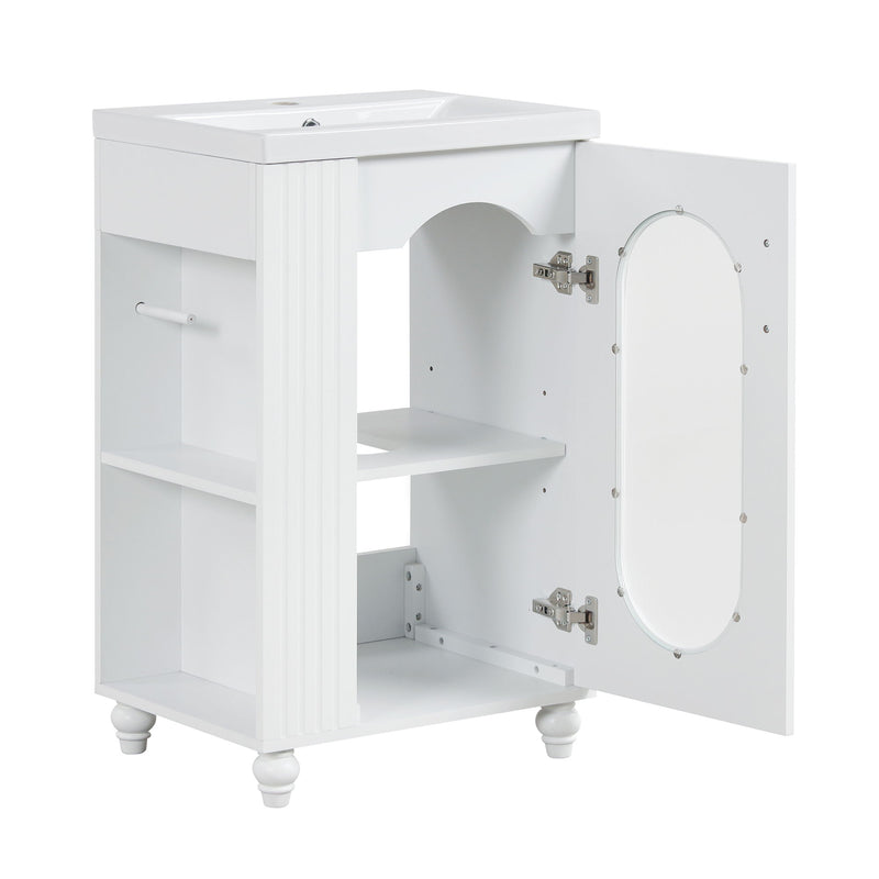 Modern Bathroom Vanity With Sink, Adjustable 2 Tier Shelf