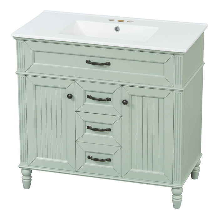 Bathroom Vanity With Sink, Flip-Out Top Drawer, Soft Close Doors, 2 Storage Drawers