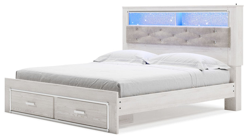 Altyra - King Upholstered Bookcase Bed With Storage - White