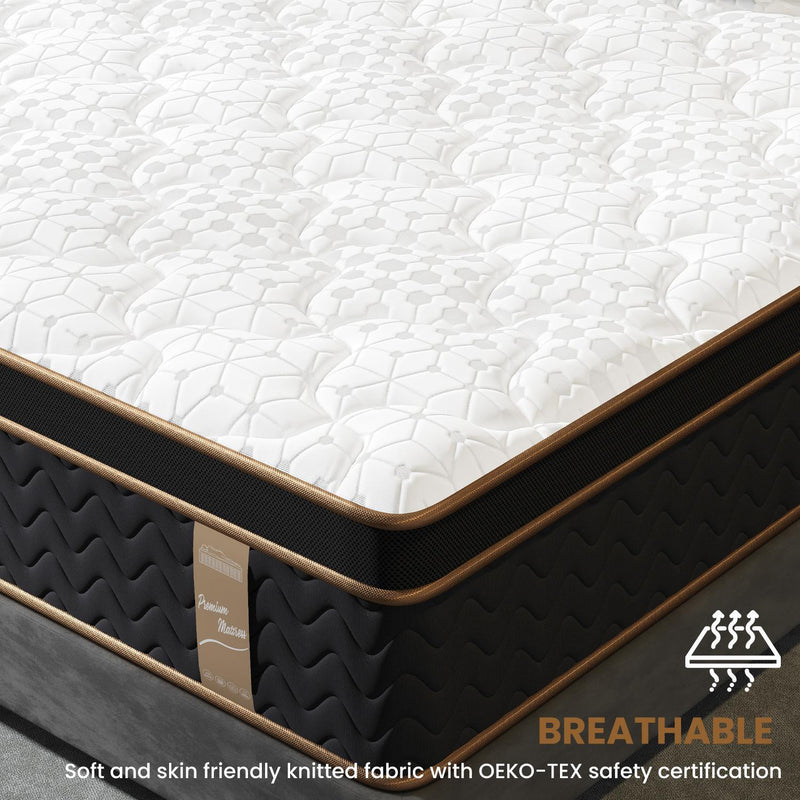 Plush Hybrid Mattresses With Gel Memory Foam, Individual Pocket Spring Motion Isolation Edge Support