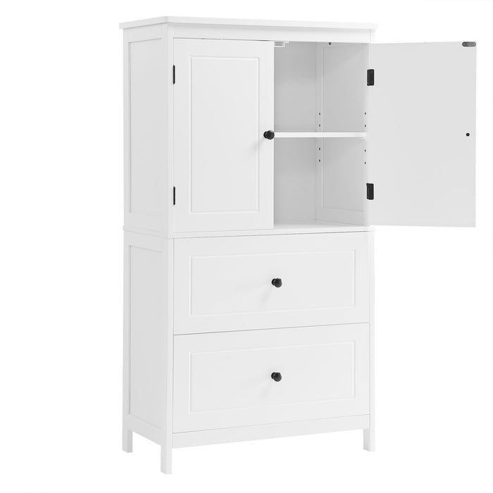 Bathroom Storage Cabinet With 2 Doors And Drawers, Adjustable Shelf
