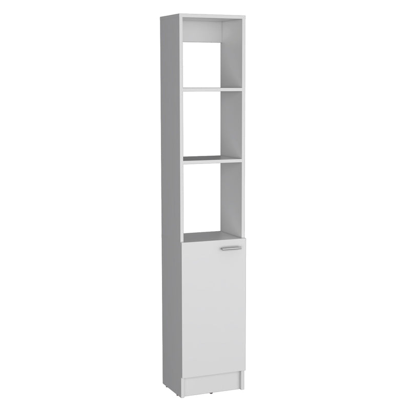 Linen Cabinet, 1 Door, 6 Shelves - White