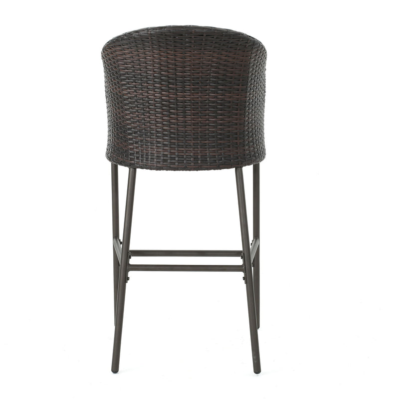Outdoor 31" Rattan Barstools With Waterproof Cushions (Set of 2) - Multi Brown