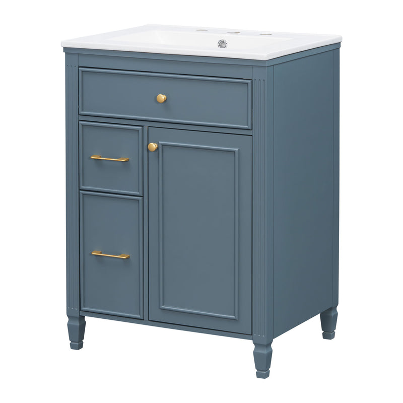 Freestanding Bathroom Vanity With Sink, Soft Close Door, Tip Out Drawer