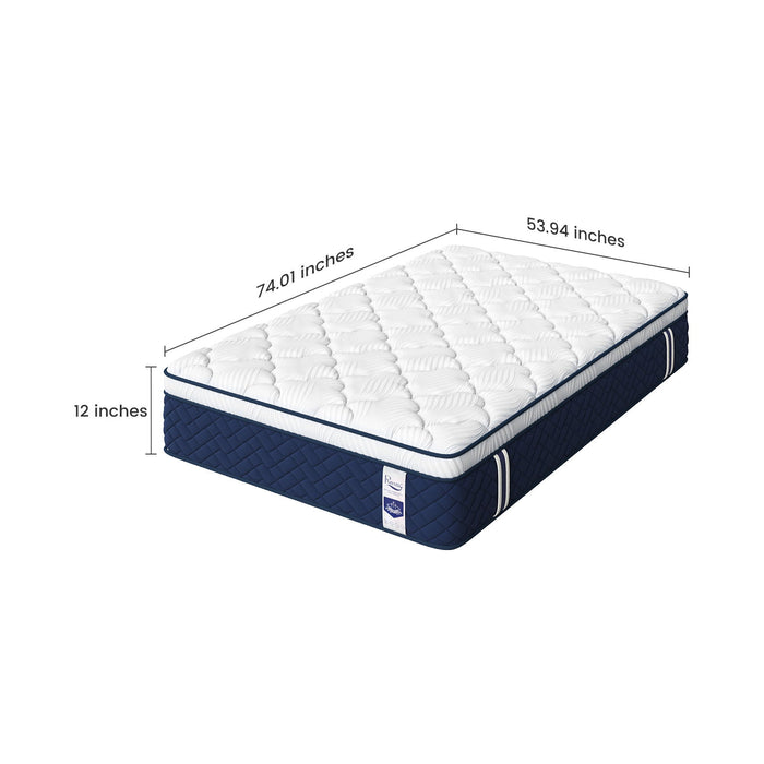Rresta Hotel Collection - 12" Medium Firm Hybrid Mattress With 5 Zone Support For Back & Hip Relief, Fiber Free, Certipur Us Certified