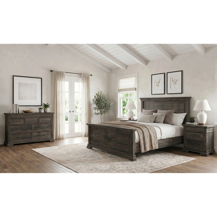 Park Ridge Bedroom Set with 2 Nightstands in Charcoal