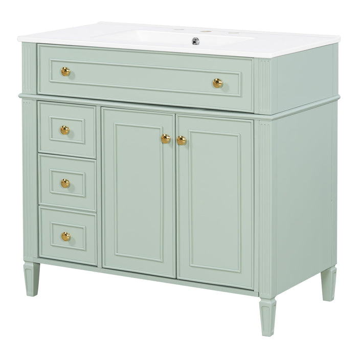 Bathroom Vanity With Sink, 3 Drawers & 2 Soft-Close Doors