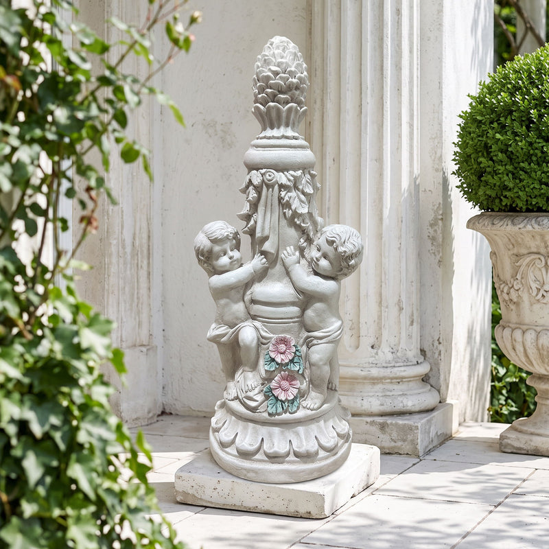 A Pair Of Climbing Children Garden Statues, Made Of Magnesium Oxide, Suitable For Decorating Outdoor Courtyards, Lawns, And Patios.