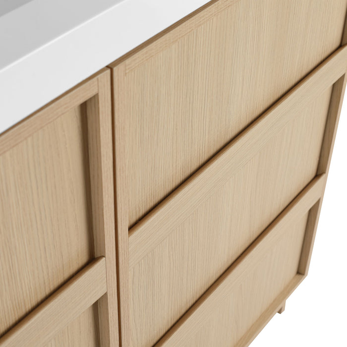 42" Freestanding Bathroom Vanity & Sink & 2 Soft Close Cabinet Doors - Oak / White