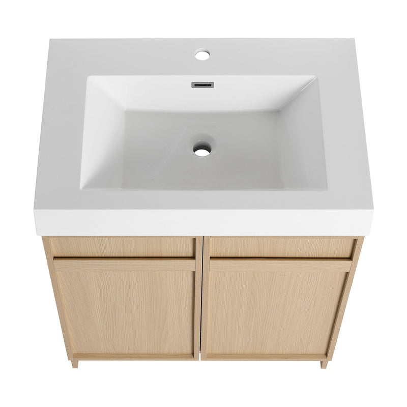 Freestanding Bathroom Vanity With Resin Sink & Soft Close Cabinet Doors