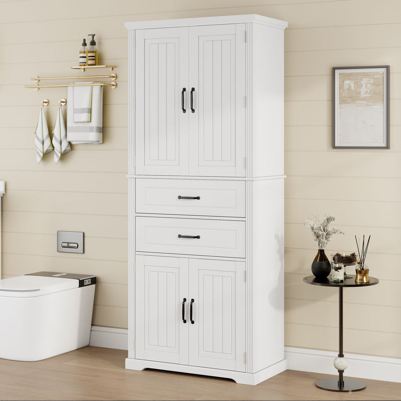 Storage Cabinet With Adjustable Shelves, 2 Drawers, Doors