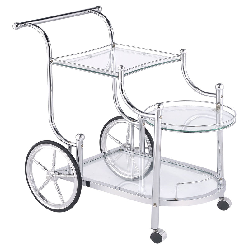 Reia - 3 Tier Cart With Casters & Tempered Glass Design - Chrome