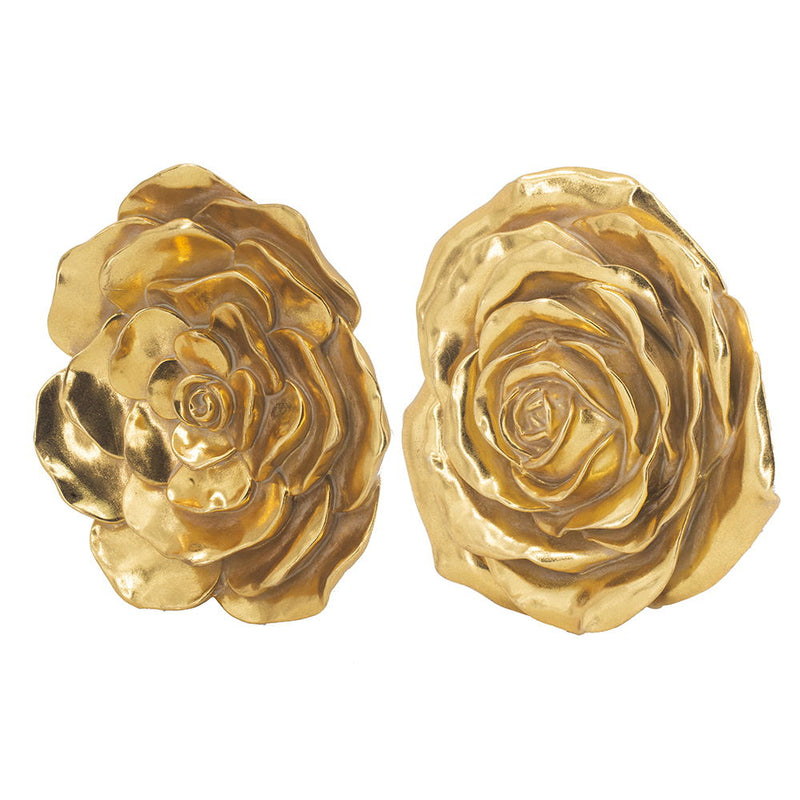 Rose Hanging Wall Accents (Set of 2) - Gold