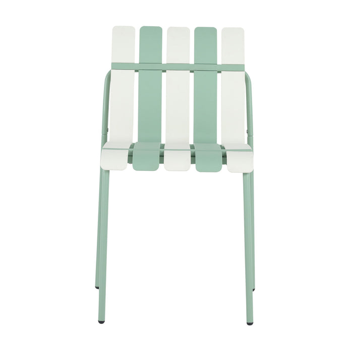 Single Chairs With Color Blocking Design (Set of 4) - Haze Green / White