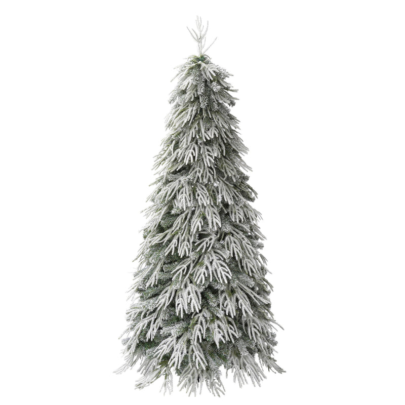 Snowy Cascading Christmas Trees 3 Piece Set With Warm LED Lighting, Flocked Weeping Branches, Multi Level Indoor Decor - Green
