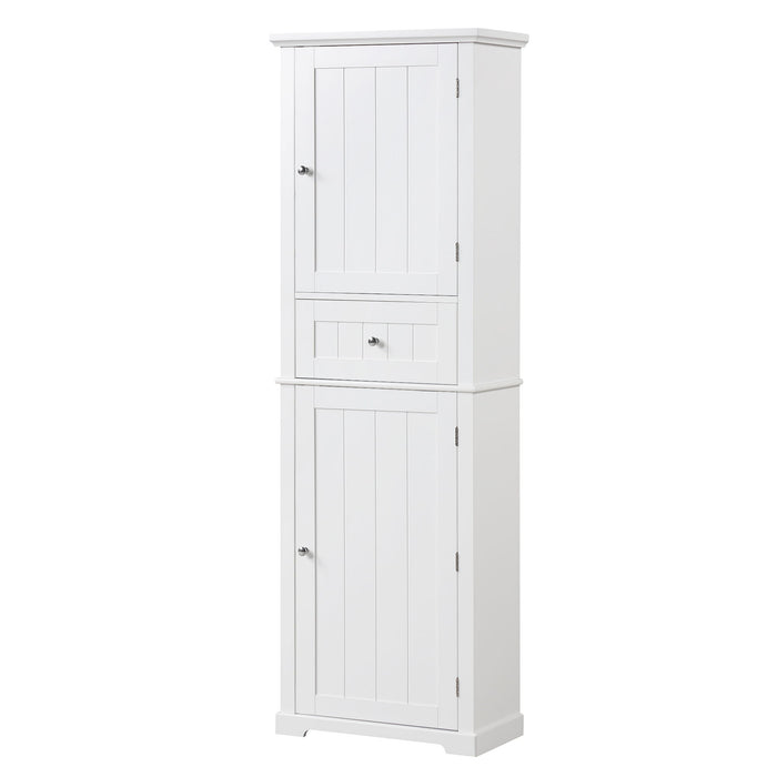 Tall Freestanding Bathroom Storage Cabinet With Drawer And Adjustable Shelf