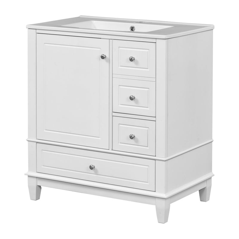 Freestanding Bathroom Vanity With Sink, Soft Close Door, 3 Drawers