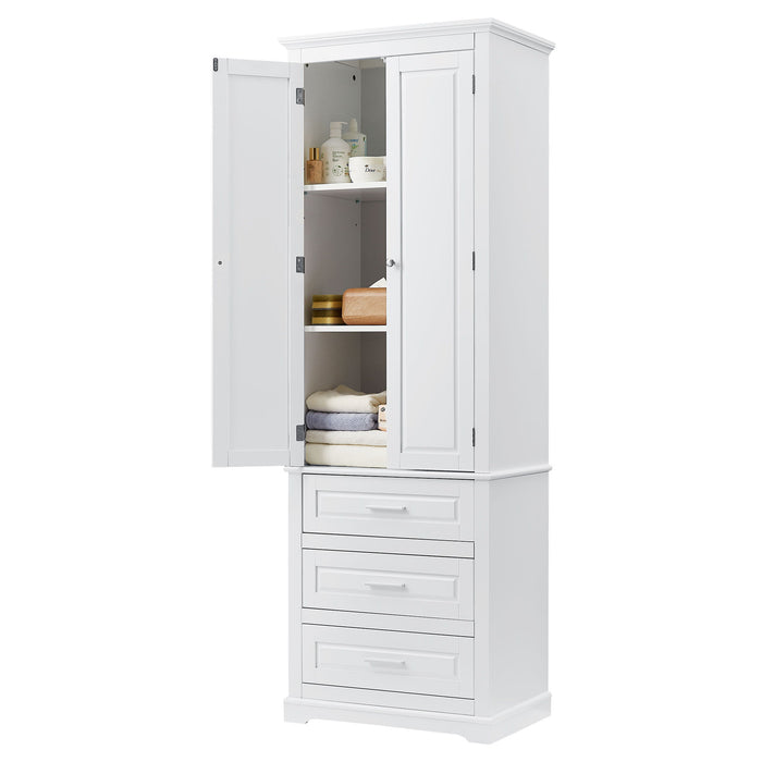 Tall Storage Cabinet With 3 Drawers For Bathroom