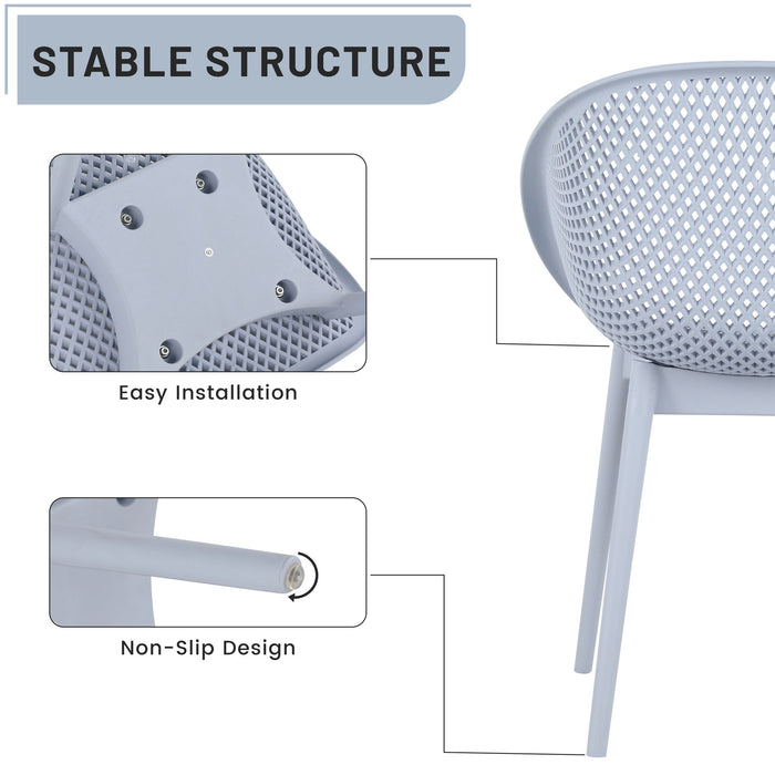 2 Piece Durable Single Chair With Hollow Out Design