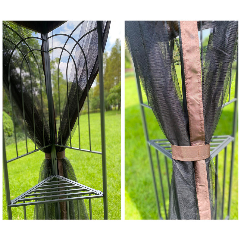13 0 Outdoor Patio Gazebo Canopy Tent With Ventilated Double Roof And Mosquito Net (Detachable Mesh Screen On All Sides) Suitable For Lawn Garden Backyard And Deck Top - Brown
