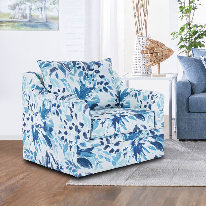 Sylvie - Swivel Chair - Blue / White